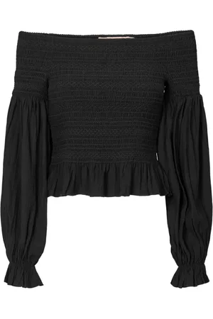 RUE de FEMME Blouses & Shirts, Dames, Zwart, 2Xl, Off-shoulder Zwarte Blouse met Pofmouwen