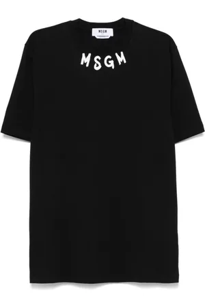 Msgm Tops, Heren, Zwart, S, T-shirt met ronde hals