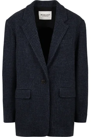 Isabel Marant Jassen, Dames, Blauw, S, Wol, Wollen Blazer Revers Voorflapzakken