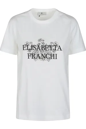 Elisabetta Franchi Tops, Dames, Wit, S, Katoen, Casual Katoenen T-Shirt voor Vrouwen