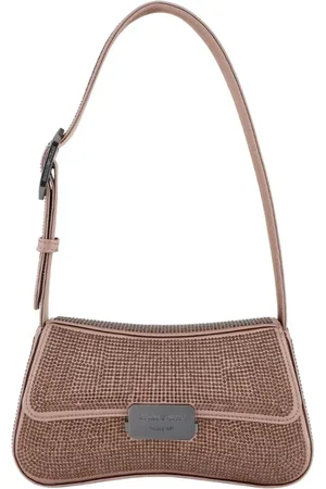 Emporio Armani Tassen, Dames, Bruin, ONE Size, Bruine Satin Strass Schoudertas