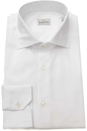 BAGUTTA Overhemden, Heren, Wit, 41 EU, Katoen, Klassieke Katoenen Knoopshirt