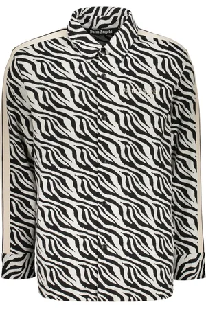 Palm Angels Overhemden, Heren, Veelkleurig, M, Katoen, Zebra Motif Long Sleeve Shirt