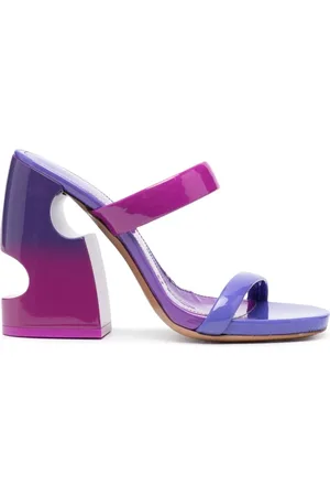 OFF-WHITE Schoenen, Dames, Roze, 36 EU, Leer, Shade Meteor 120mm Leren Muiltjes