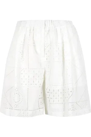 Msgm Korte broeken, Dames, Wit, S, Katoen, Cotton Short Shorts