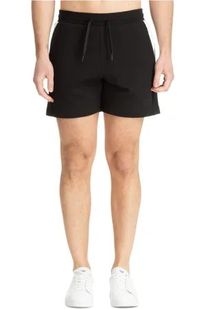 EA7 Korte broeken, Heren, Zwart, M, Katoen, Trekkoord Plain Track Shorts met Logo
