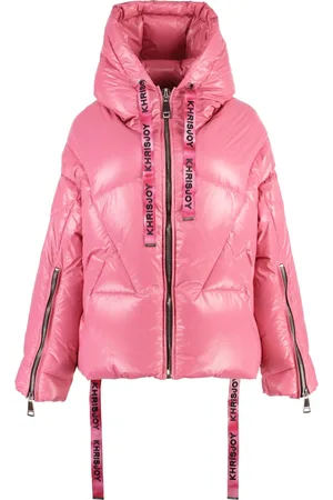 Khrisjoy Jassen, Dames, Roze, S, Iconische Gewatteerde Hoodie met Logoed Linten