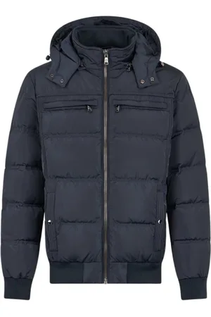 Roberto Cavalli Jassen, Heren, Blauw, M, Gewatteerd Donsjack met Afneembare Capuchon