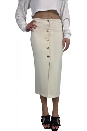 Pinko Rokken, Dames, Wit, S, Hoge taille stretchstof rok met split