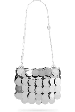 Paco rabanne Tassen, Dames, Grijs, ONE Size, Polyester, Silver Sparkle Nano Pochette