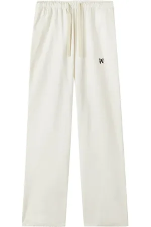 Palm Angels Broeken, Heren, Wit, M, Polyester, Monogram Travel Joggingbroek