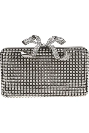 Self-Portrait Tassen, Dames, Grijs, ONE Size, Metalen Clutch Tas voor Vrouwen
