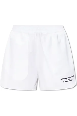 OFF-WHITE Korte broeken, Dames, Wit, S, Katoen, Shorts met borduursel