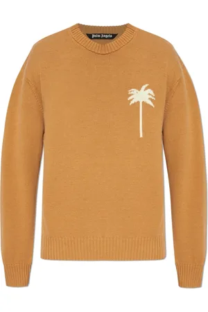 Palm Angels Truien, Heren, Bruin, S, Katoen, Trui met Palmpatroon