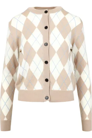 Msgm Truien, Dames, , S, Trui met ruitpatroon en ronde hals