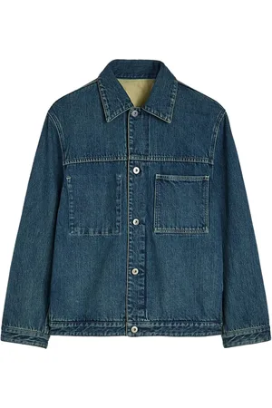 Jil Sander Jassen, Dames, Blauw, S, Katoen, Spijkerjasje met gebleekt effect