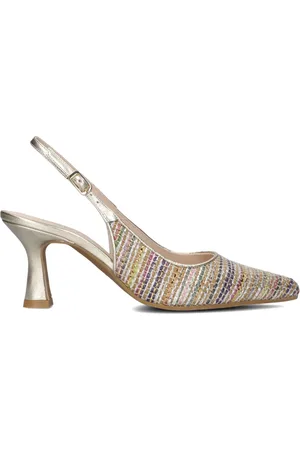 Lodi Schoenen, Dames, Veelkleurig, 40 EU, Gouden Slingback Schoenen met Blokhak