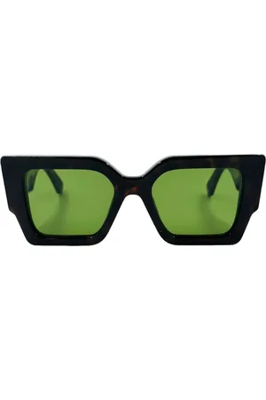 OFF-WHITE Accessoires, Dames, Bruin, ONE Size, Vierkante Architectonische Zonnebril