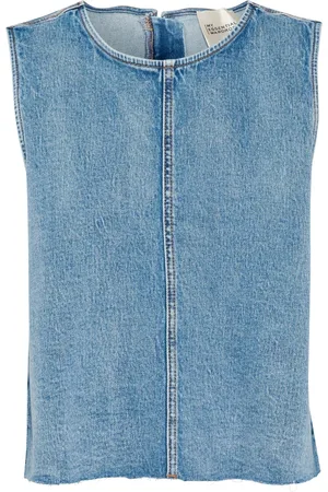 My Essential Wardrobe Tops, Dames, Blauw, M, Denim, Lichtblauwe Retro Wash Denim Top