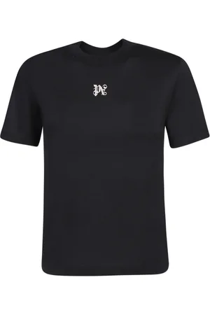 Palm Angels Tops, Dames, Zwart, XS, Katoen, Zwart T-shirt met Ronde Hals