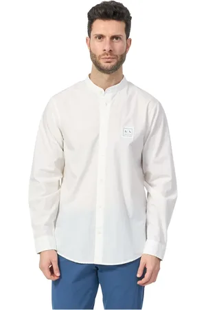 Armani Exchange Overhemden, Heren, Wit, XL, Katoen, Witte Katoenen Popeline Overhemd