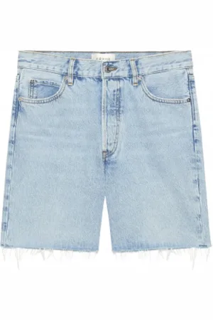 Frame Korte broeken, Dames, Blauw, W27, Katoen, Klassieke hoge taille katoenen shorts