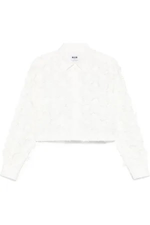 Msgm Blouses & Shirts, Dames, Wit, S, Katoen, Wit overhemd met knopen