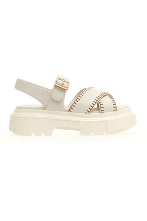 Hogan Schoenen, Dames, Wit, 40 EU, Leer, Platte sandalen