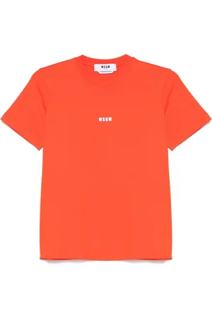 Msgm Tops, Dames, Rood, M, Katoen, T-shirt met ronde hals en korte mouwen