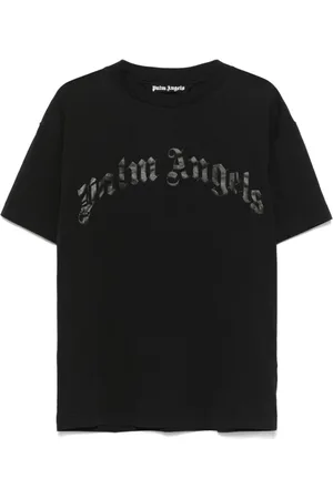 Palm Angels Tops, Heren, Zwart, S, Katoen, T-shirt met korte mouwen en ronde hals