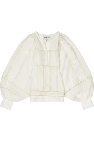 Munthe Blouses & Shirts, Dames, , XL, Katoen, Elegante Transparante Top met Wijde Mouwen