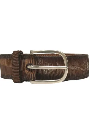 Orciani Accessoires, Heren, Bruin, 100 CM, Leer, Lasergesneden en Geborduurd Leren Riem