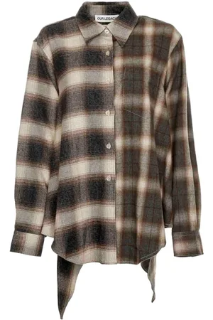 OUR LEGACY Blouses & Shirts, Dames, Veelkleurig, L, Apron Shirt Oversized Geruite Flanellen Overhemd