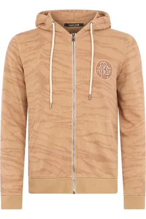 Roberto Cavalli Sweatshirts & Hoodies, Heren, , M, Katoen, Tijgerhuidprint Hoodie Sweatshirt