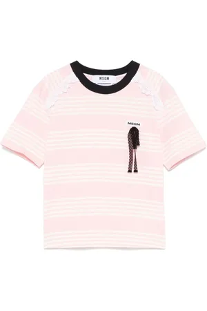 Msgm Tops, Dames, Roze, XS, Katoen, Katoenen T-shirt en Polo