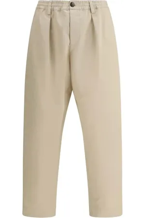 Marni Broeken, Heren, , L, Katoen, Cropped katoenen broek met elastische tailleband