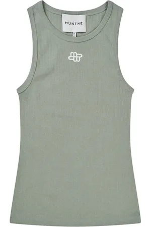 Munthe Tops, Dames, Groen, S, Katoen, Tanktop met embleem borduursel