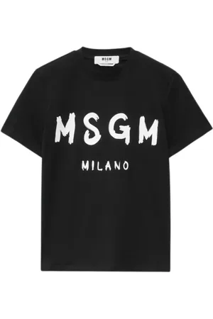 Msgm Tops, Dames, Zwart, S, Katoen, T-shirt met ronde hals