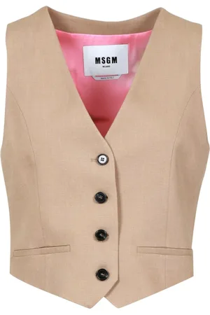 Msgm Jassen, Dames, , M, Viscose Vest met Knoopsluiting