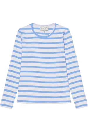 Munthe Tops, Dames, Blauw, 2Xs, Katoen, Gestreept T-shirt