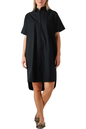 SELECTED Kleedjes, Dames, Zwart, L, Zwarte korte overhemdjurk Slfblair