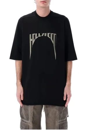 Rick Owens Tops, Heren, Zwart, M, Katoen, Zwart parelprint T-shirt Hollywood-stijl