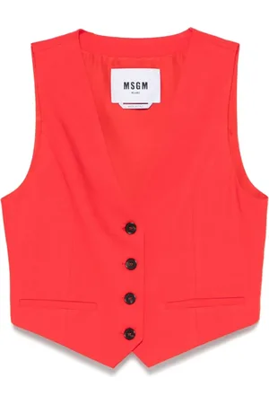 Msgm Jassen, Dames, Rood, M, V-Hals Mouwloze Trui