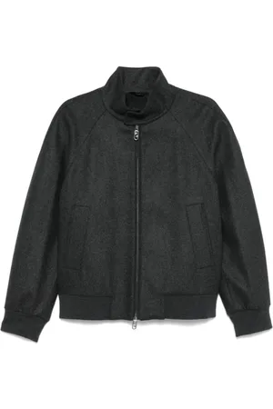 Fendi Jassen, Heren, Grijs, M, Kasjmier, Geëmbosseerde Kasjmier Modestijl