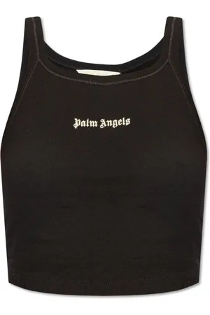 Palm Angels Tops, Dames, Zwart, XS, Katoen, Cropped Top