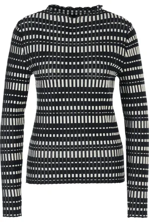 Marc Cain Truien, Dames, Blauw, S, Katoen, Gestreept Gebreide Trui