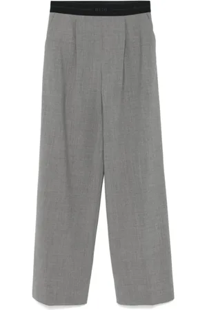 Msgm Broeken, Dames, Grijs, S, Wol, Wide Leg Broek