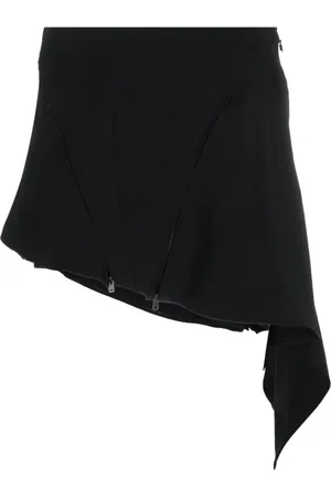 MUGLER Rokken, Dames, Zwart, S, Polyester, asymmetrische minirok met draperieën