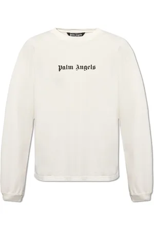 Palm Angels Tops, Heren, , XL, Katoen, Crèmekleurig T-shirt met Logo