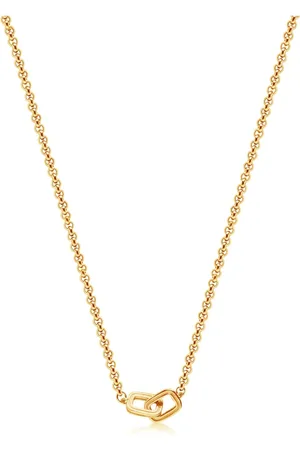 Nialaya Accessoires, Heren, Geel, M, Gouden Ketting met Ineengestrengelde Ringen